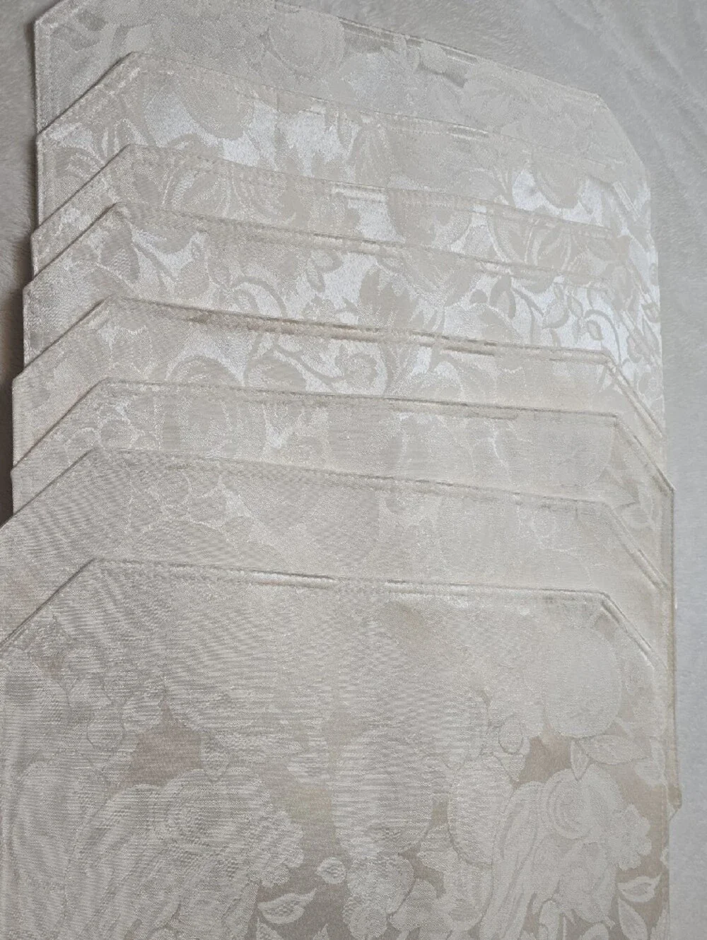 Elegant Cream Floral Jacquard Placemats - Set of 8
